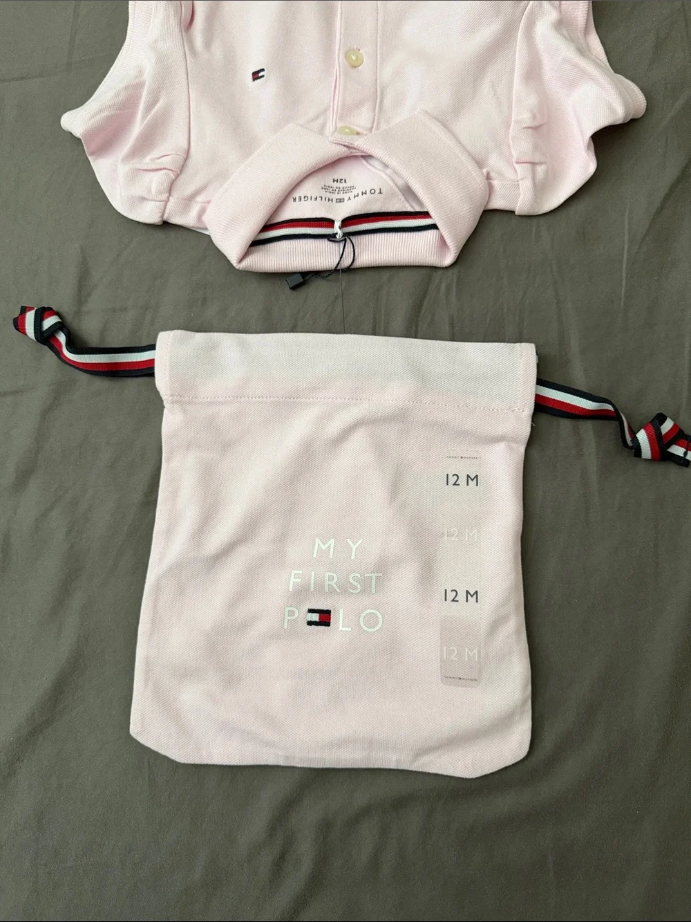 Tommy Hilfiger My First Polo Baby Bodysuit 12M Pink NWT